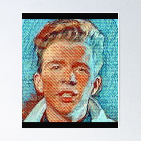 Rick Astley Portrait meme Rickroll Original Oil Black Velvet 18x24 Ba07z