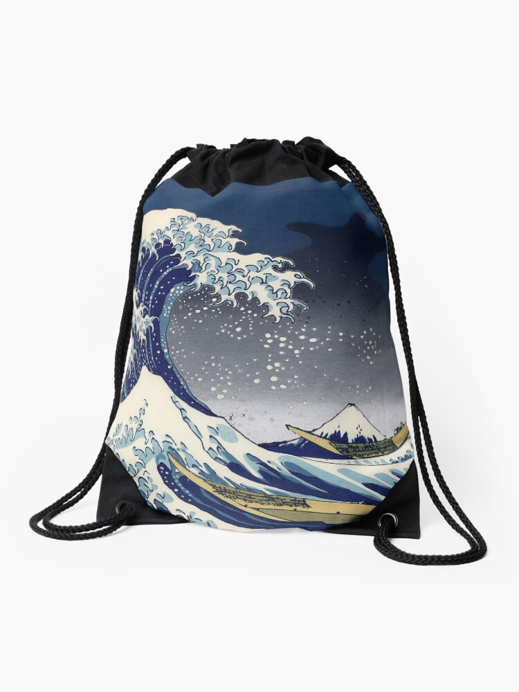 Thumbnail 1 of 3, Drawstring Bag, Great Wave: Kanagawa Night designed and sold by rapplatt.