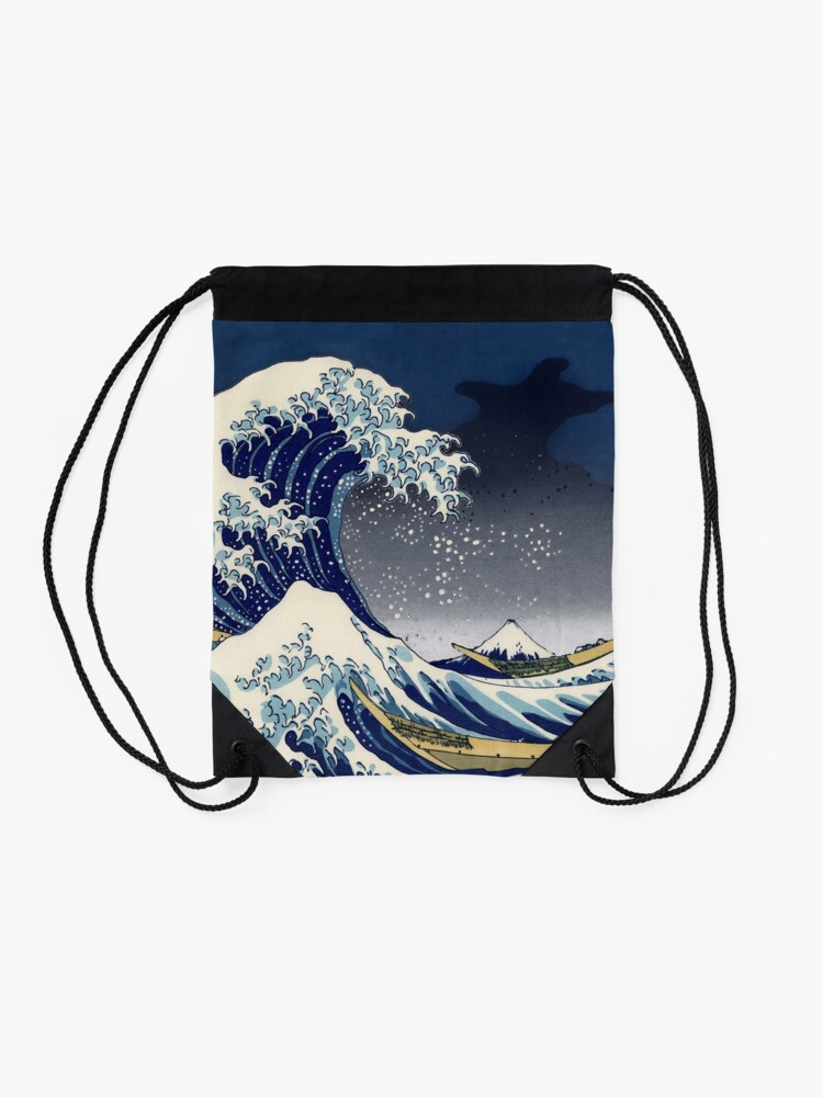 Thumbnail 2 of 3, Drawstring Bag, Great Wave: Kanagawa Night designed and sold by rapplatt.