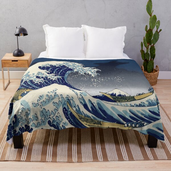 Great Wave: Kanagawa Night Throw Blanket