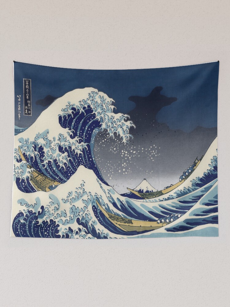 Thumbnail 2 of 3, Tapestry, Great Wave: Kanagawa Night designed and sold by rapplatt.