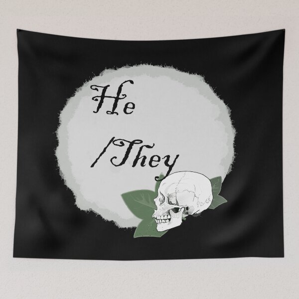 Item preview,  Ivy Skull He/They pronoun designed and sold by TheUndeadDesign.
