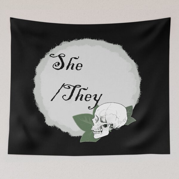 Item preview, Ivy Skull She/They pronoun designed and sold by TheUndeadDesign.