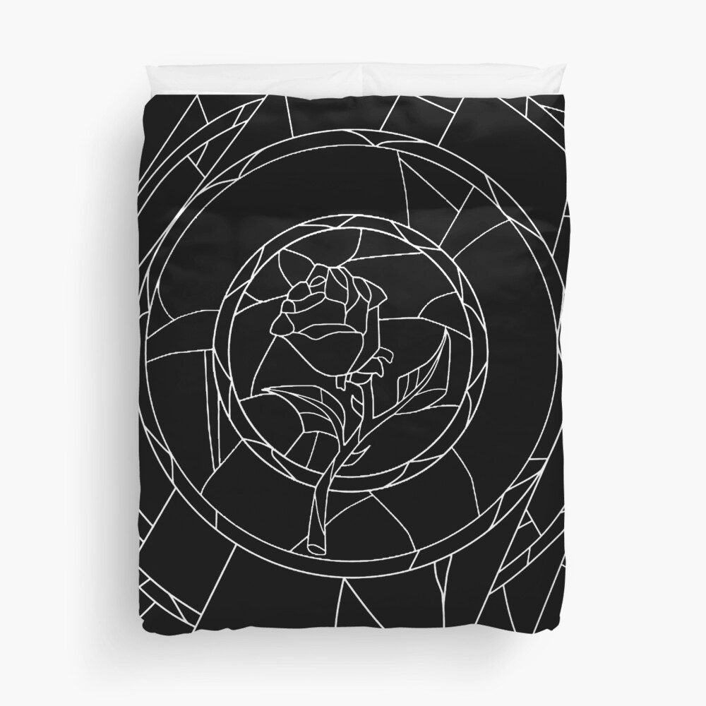 Stained Glass Rose Black Duvet Cover
