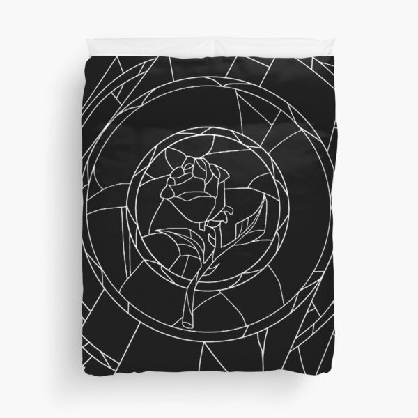 Stained Glass Rose Black Duvet Cover