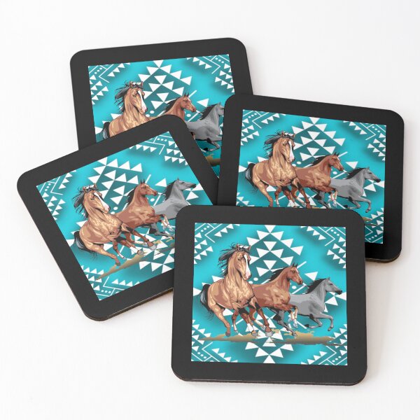 Item preview, Turquoise White Native Horse Geometric Print Sticker designed and sold by lelaalicesr.