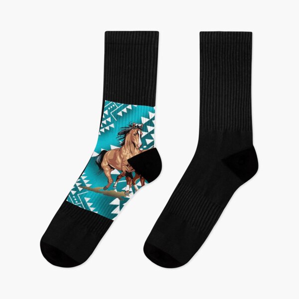 Item preview, Turquoise White Native Horse Geometric Print Sticker designed and sold by lelaalicesr.