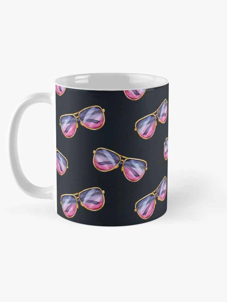 Aperçu 5 sur 6. Mug à café avec l'œuvre Aesthetic Sunglasses Pattern 2 créée et vendue par PatternTale.