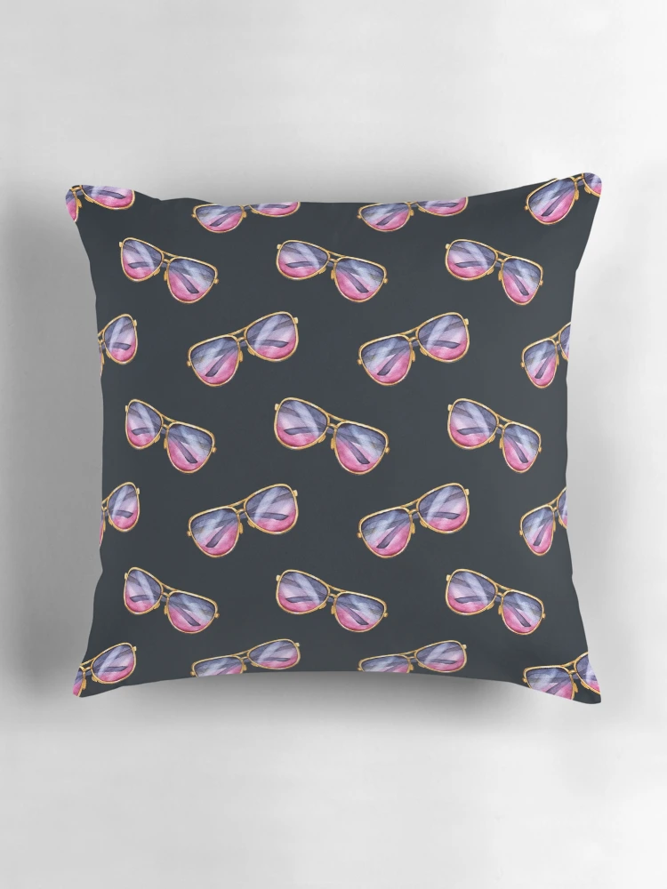 Aperçu 3 sur 4. Coussin avec l'œuvre Aesthetic Sunglasses Pattern 2 créée et vendue par PatternTale.