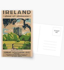 Irland-Land des Romance Weinlese-Reise-Plakats Postkarten