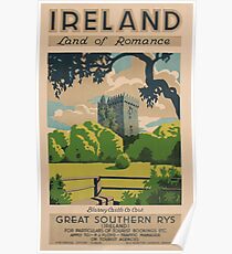 Irland-Land des Romance Weinlese-Reise-Plakats Poster