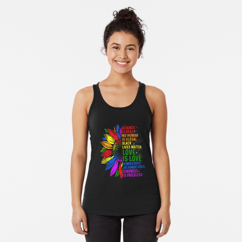 Discover Science Is Real Black Lives Matter Rainbow LGBT Pride Gay Tank Top Racerback Tank Top