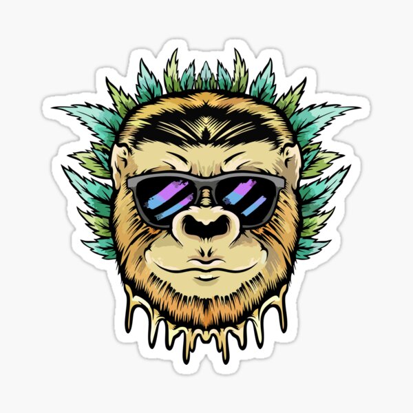 Marijuana Monkey Weed Pot Leaf Smoking Joint Blunt Smoke Vapor Cannabis Drug Wax Bong Design Element Logo SVG PNG Vector Clipart Cut File