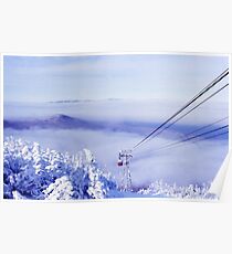 Tram in den Wolken auf Cannon Mountain Poster