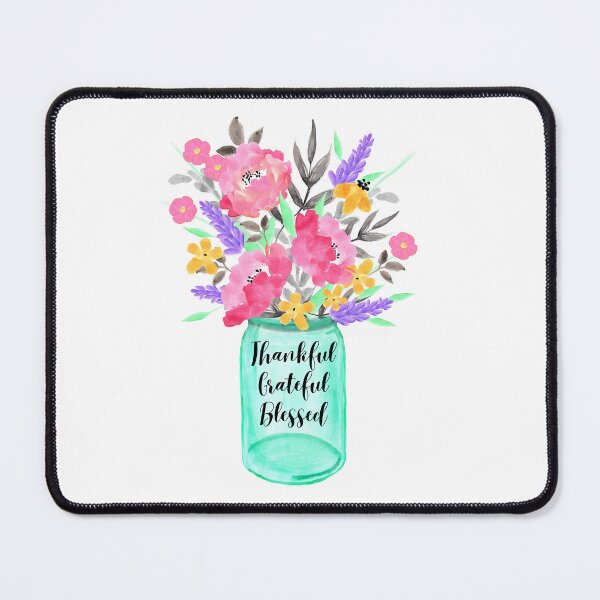 Item preview, Thankful Grateful Blessed Flower Bouquet Mason Jar V2 designed and sold by ThePinkProject.