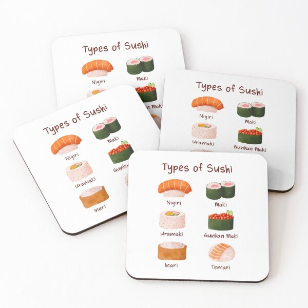 Item preview, Watercolor Types Of Sushi Chart designed and sold by rustydoodle.