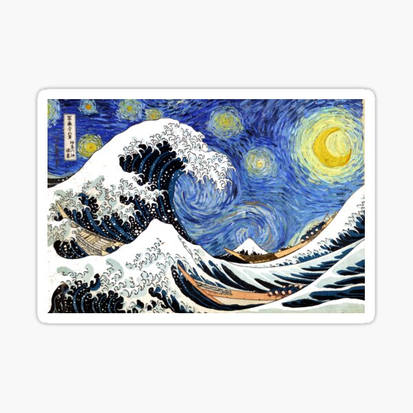 Iconic Starry Night Wave of Kanagawa Sticker