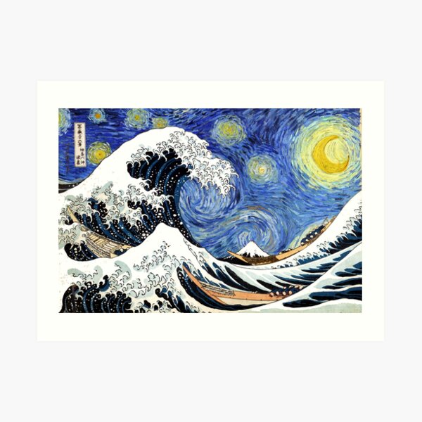 Iconic Starry Night Wave of Kanagawa Art Print