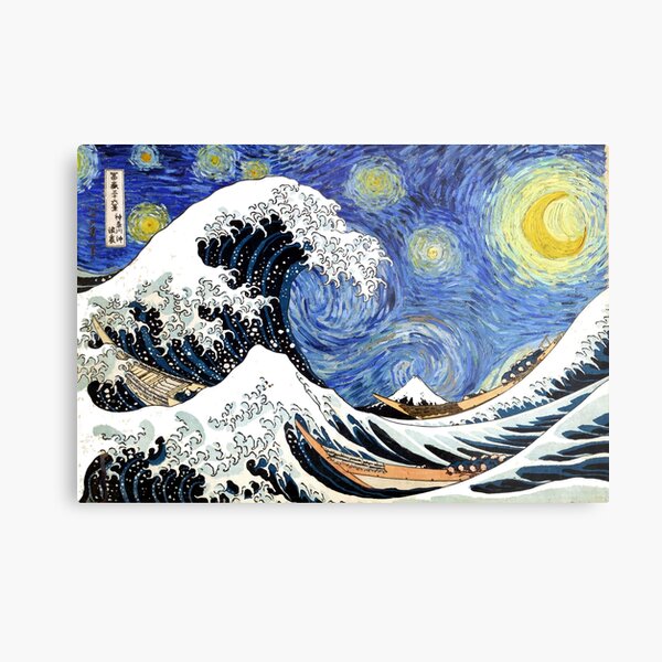 Iconic Starry Night Wave of Kanagawa Metal Print