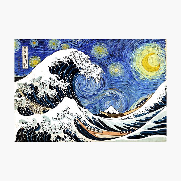 Iconic Starry Night Wave of Kanagawa Photographic Print
