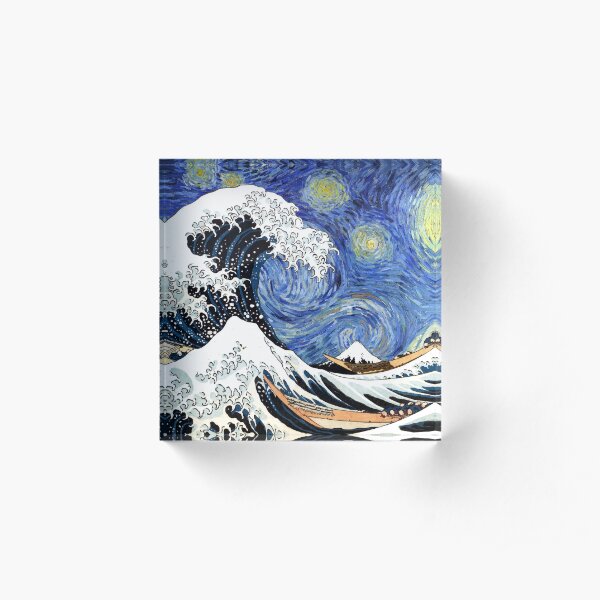 Iconic Starry Night Wave of Kanagawa Acrylic Block