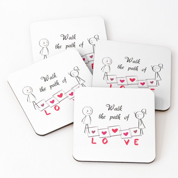 Item preview, Walk the path of love couple stick figure girl and boy hearts designed and sold by expresivedesign.