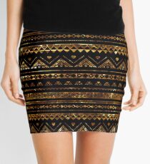 Aztec Black Tinsel Gold Mini Skirt