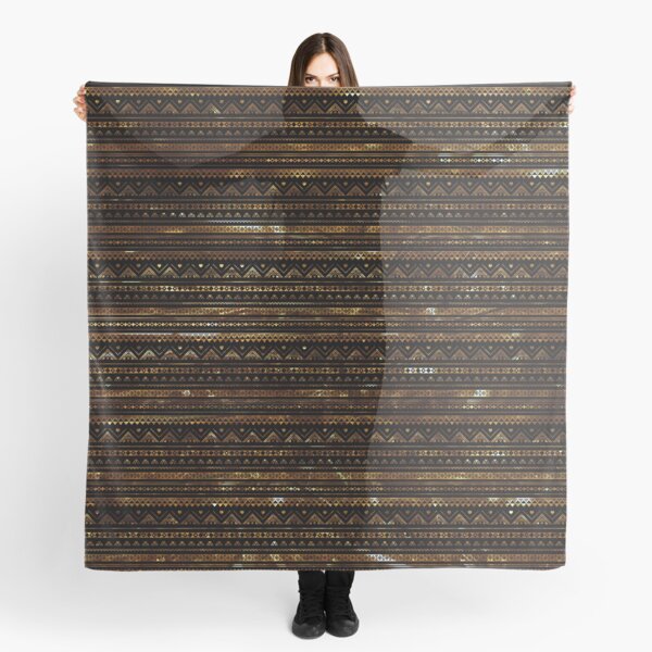 Aztec Black Tinsel Gold Scarf