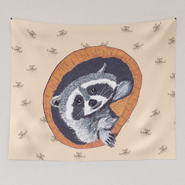 Item preview, Peeking Raccoons #1 - Warm Brown Pallet designed and sold by BlissDrizzle.