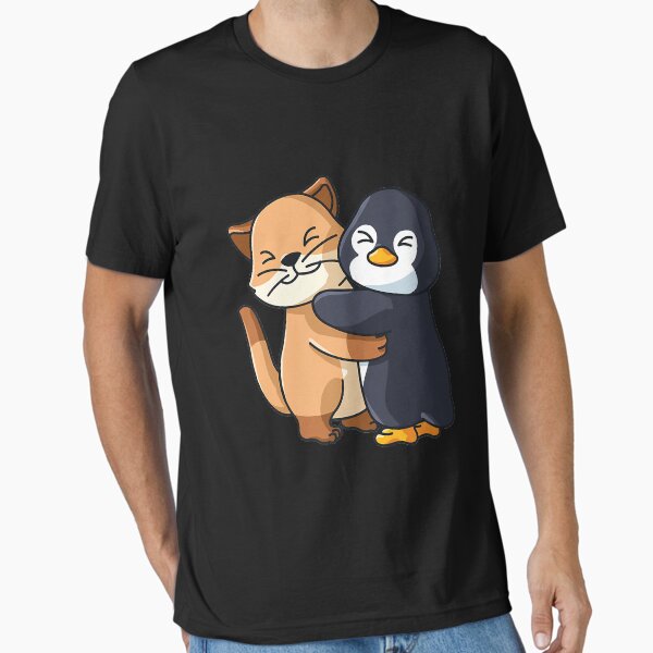 Item preview, Cat and Penguin Cute Animal Lover Hugging for Women Girls Premium designed and sold by dinahrqashasta.