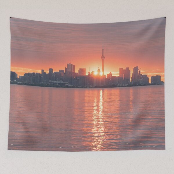 Item preview, Split Sun - Spectacular Sunrise Behind Toronto Skyline designed and sold by Georgia Mizuleva.