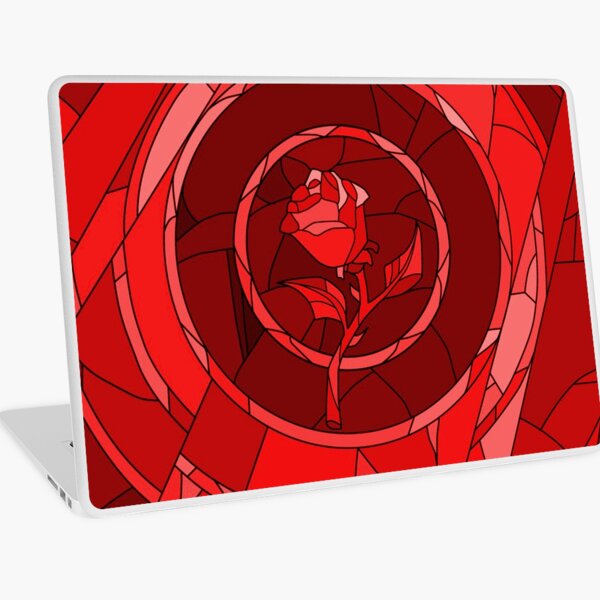 Stained Glass Rose Red Laptop Skin