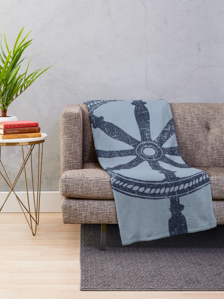 Alternate view of Nautical Wheel Throw Blanket