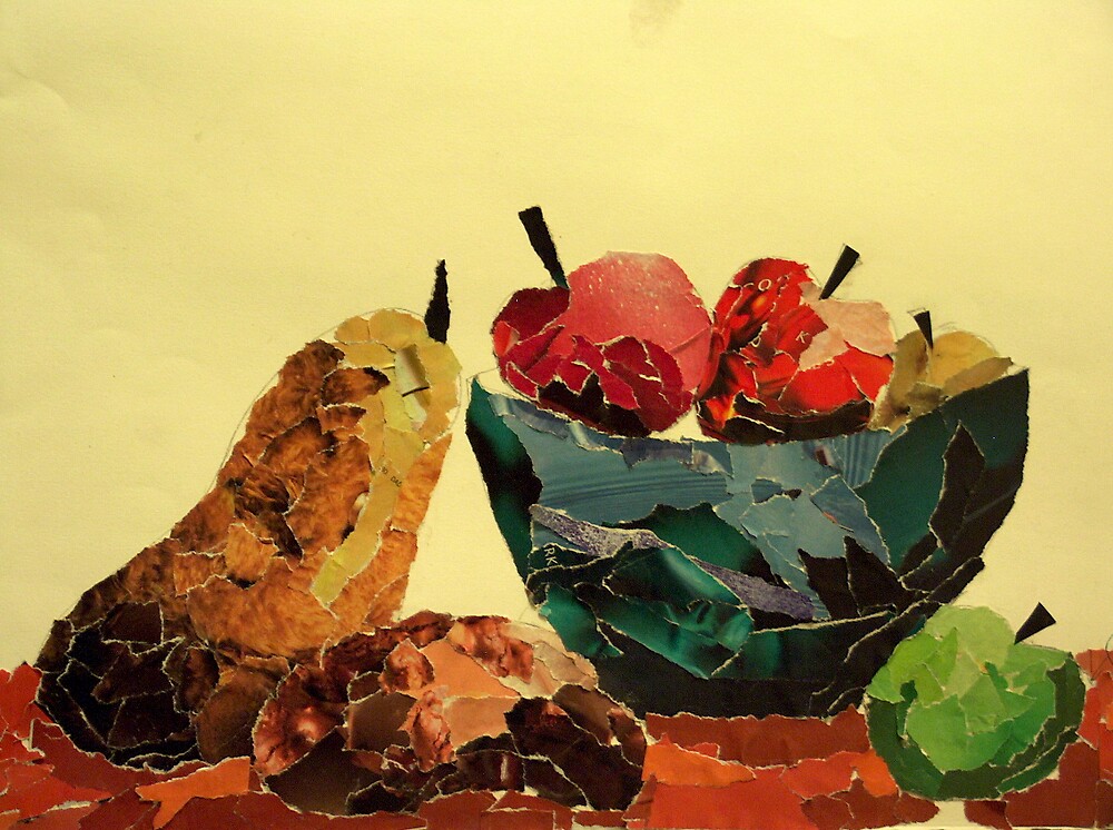 "A bowl of fruit collage" by Jane Sampson Redbubble