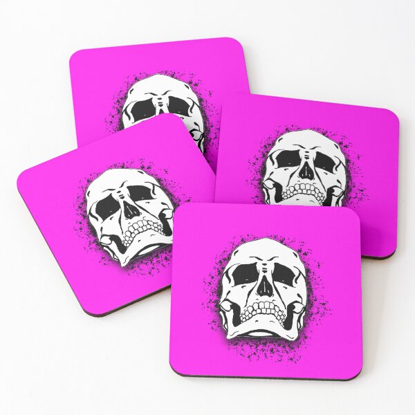 Item preview, Bright Pink with White Grunge Skull Skeleton Bones - Distressed Punk Rock Halloween designed and sold by srhosterman.
