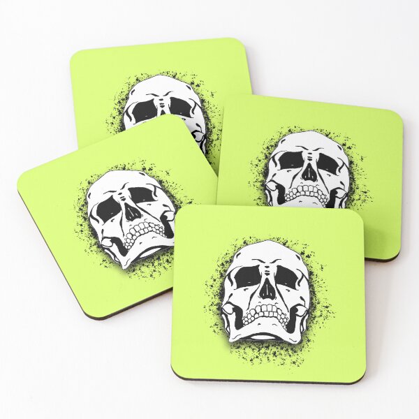 Item preview, Lime Green with White Grunge Skull Skeleton Bones - Distressed Punk Rock Halloween designed and sold by srhosterman.