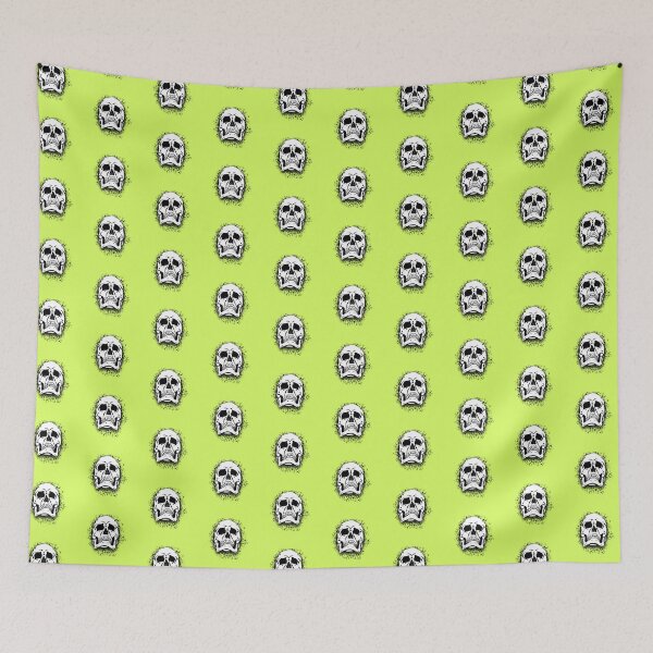 Item preview, Lime Green with White Grunge Skull Skeleton Bones - Distressed Punk Rock Halloween designed and sold by srhosterman.