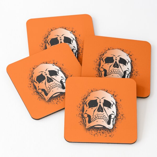 Item preview, Orange with White Grunge Skull Skeleton Bones - Distressed Punk Rock Goth Halloween designed and sold by srhosterman.