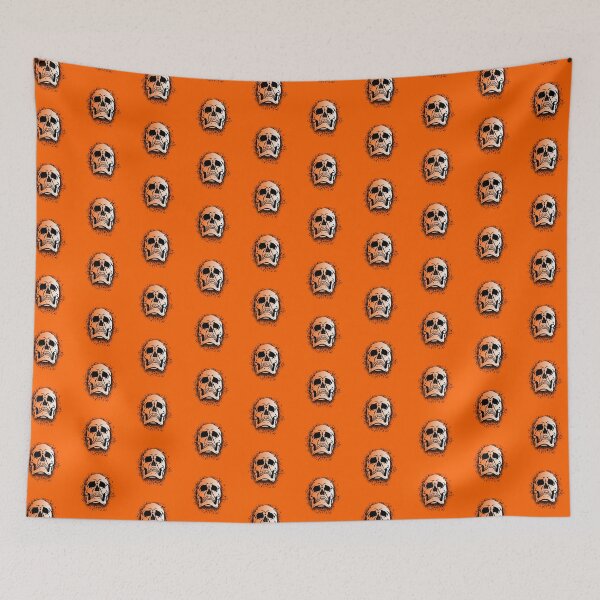 Item preview, Orange with White Grunge Skull Skeleton Bones - Distressed Punk Rock Goth Halloween designed and sold by srhosterman.