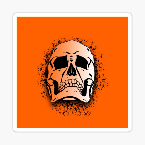 Orange with White Grunge Skull Skeleton Bones - Distressed Punk Rock Goth Halloween Sticker