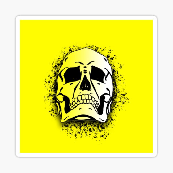 Yellow with White Grunge Skull Skeleton Bones - Distressed Punk Rock Goth Halloween Sticker