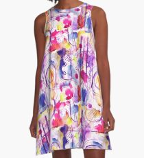 Abstract Composition - pink watercolour pattern by Cecca Designs A-Line Dress
