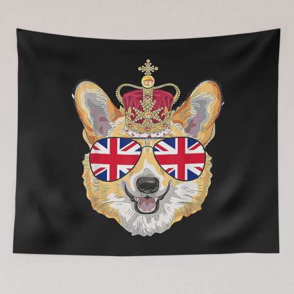 Item preview, The Queen's Platinum Jubilee 2022 Royal Corgi UK Sunglasses T-Shirt designed and sold by Azim-Stefan.