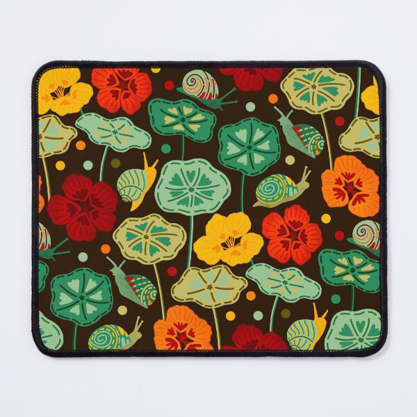 Item preview, Nasturtiums & Snails On Brown  designed and sold by TigaTiga.