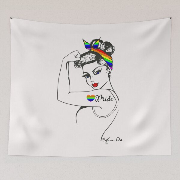 Item preview, LGBT Girl Power Pin Up retro art by Anne Cha Flag Gay Pride T-Shirt designed and sold by Azim-Stefan.
