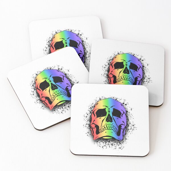 Item preview, Rainbow Gay Pride White Grunge Skull Skeleton Bones - Distressed Punk Rock Goth Halloween designed and sold by srhosterman.