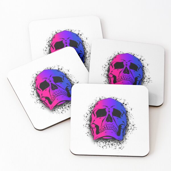 Item preview, Bi Pride Flag with White Grunge Skull Skeleton Bones - Distressed Punk Rock Goth Halloween designed and sold by srhosterman.