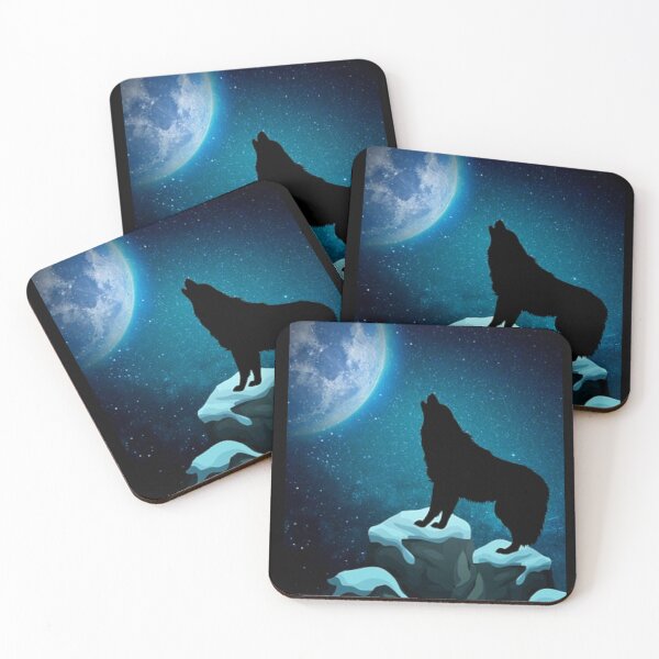 Item preview, cool black wolf howling at the blue moon Art. designed and sold by BEAUTY ⭐⭐⭐⭐⭐.