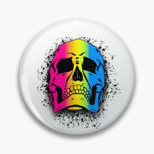 Artikelvorschau, Pansexuelle Flagge mit weißen Grunge Totenkopf Skelett Knochen - Distressed Punk Rock Goth Halloween entworfen und verkauft von srhosterman.