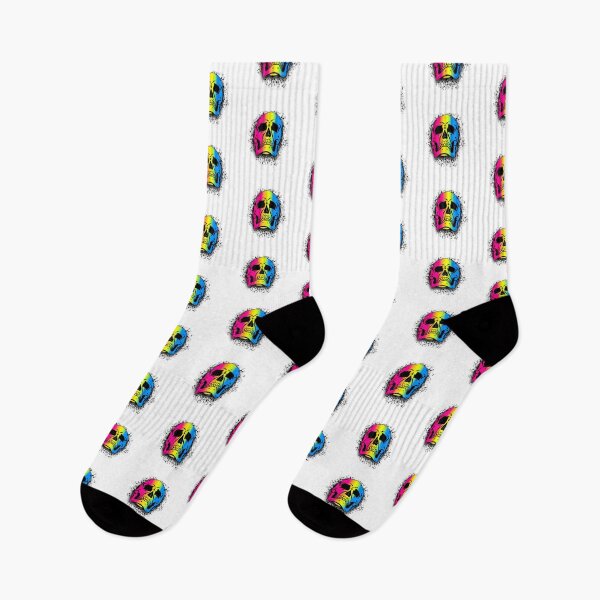 Item preview, Pansexual Flag with White Grunge Skull Skeleton Bones - Distressed Punk Rock Goth Halloween designed and sold by srhosterman.